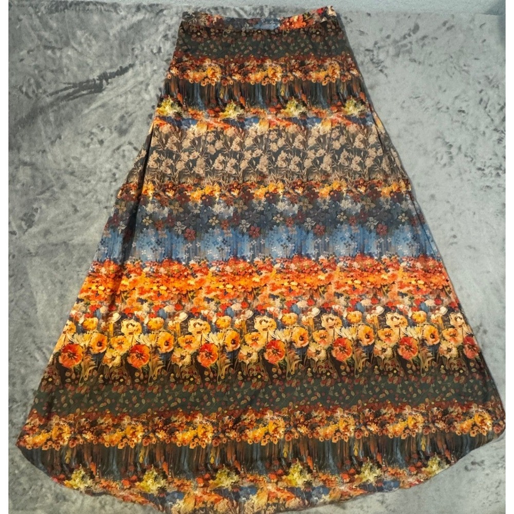 Women Floral Landscape Print, Prairie Core,Maxi Skirt Multi-Color Boho, Fall